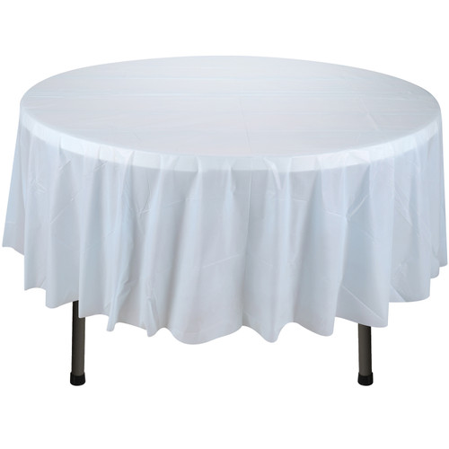 84" Plastic Round Tablecloth - Light Blue