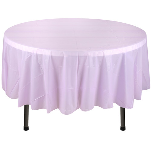 84" Plastic Round Tablecloth - Light Purple