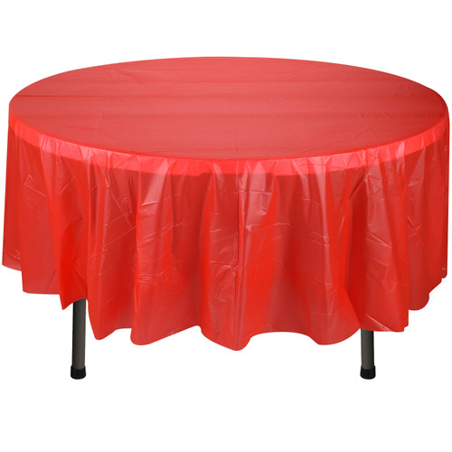 84" Plastic Round Tablecloth - Red