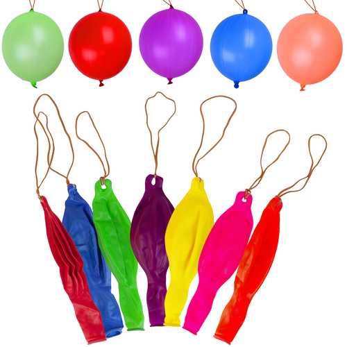 12" Plain Assorted Balloons with Elastic Bands - 50pcs