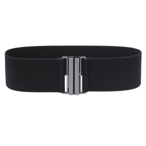 Black Elasticated Clip on Belt Large