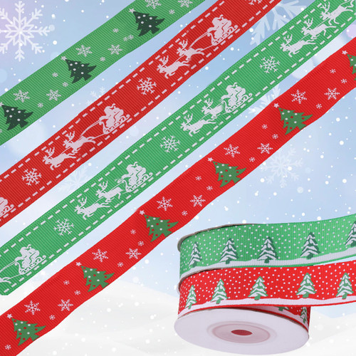 1PC 10M Decorative White Christmas Tree on Red Washi Tape for