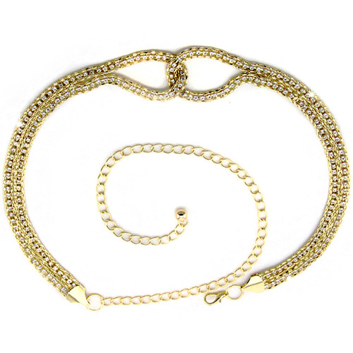 Rhinestone Diamante Waist Chain Belt for Women - Gold