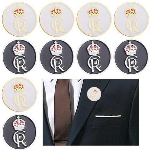 King's Coronation Metal Pin Badge Set -10pcs -30mm