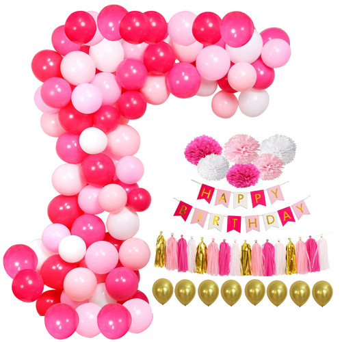 Hot Pink Birthday Party Decoration Set - 106pcs