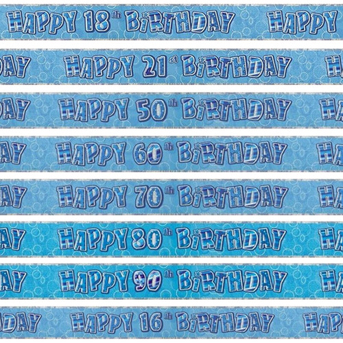 12ft Happy Birthday Foil Banner - Blue