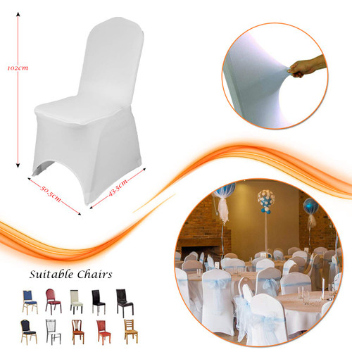 Swag Back Ruched Spandex Banquet Chair Cover – White – Kinsley Jo