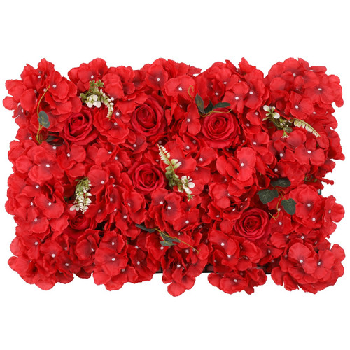 Hydrangea Artificial Flower Wall Panel 60cm x 40cm - Red Roses x 12 Hydrangea Artificial Flower Wall Panel 60cm x 40cm - Red Roses x 12
