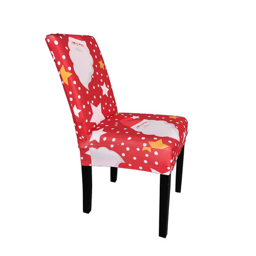 Short Spandex Christmas Themed Chair Cover - Santa Claus & Snowflakes