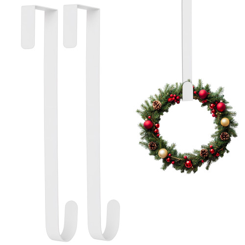 Wreath Hanger Hooks for Front Doors - 12" - White