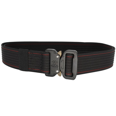 Heavy Duty Black Webbing Belt with Red Stitch