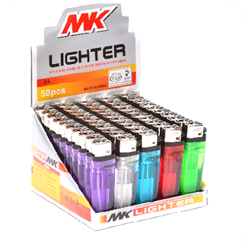 MK Lighters in 50ct. Tray Sold by Nutel Distributors