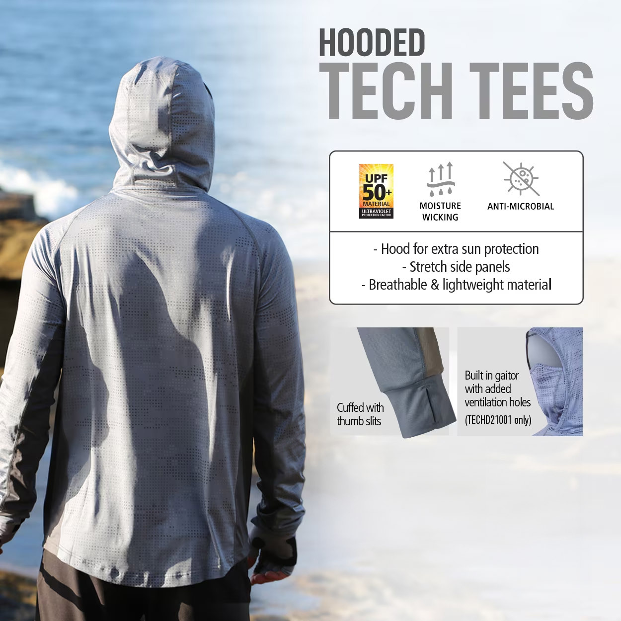 Hooded Tech Tee Shimano Grey Dot Camo Features