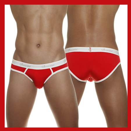 Groovin - Low Waist Hip Brief Red w/White Waistband