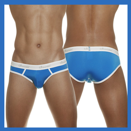 Groovin - Low Waist Hip Brief Blue w/White Waistband