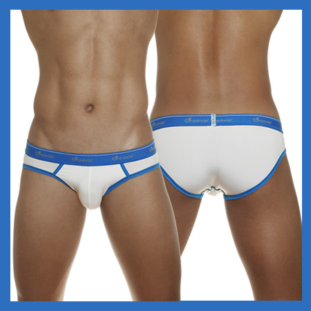 Groovin - Low Waist Hip Brief White w/Blue Waistband