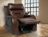 Pride VivaLift Premier Collection power lift recliner in Sorrento Coffee upholstery shown in a room setting with the footrest extended