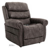 Pride VivaLift Tranquil 2 power lift recliner in Astro Grey with handheld remote on the seat