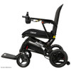 Side view of the Pride Mobility Jazzy Ultra Light Power Wheelchair with black seat and lightweight frame