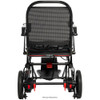 Back view of the Pride Mobility Jazzy Ultra Light Power Wheelchair with black seat and lightweight frame
