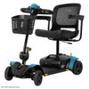 ride Mobility Go Go Elite Traveller 2 Platinum 4-wheel mobility scooter with black seat, front basket, and Robin's Egg body panels