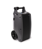 O2 Concepts Oxlife Independence portable oxygen concentrator shown with built-in wheels and carry handle