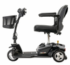 Side view of the Pride Mobility Go Go Ultra X 3-wheel mobility scooter with black seat and front basket