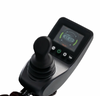 Close-up of the Pride Mobility Jazzy Carbon 27 joystick controller with display screen and control buttons