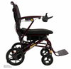 Side view of the Pride Mobility Jazzy Carbon HD folding power wheelchair in Black Cherry with black seat, joystick controller and footrest
