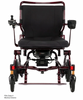 Front view of the Pride Mobility Jazzy Carbon HD folding power wheelchair with black seat and Black Cherry frame