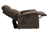 Side view of the Pride VivaLift Genesis Collection power lift recliner fully reclined with extended footrest
