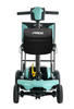 Pride Go Go Super Portable lightweight folding mobility scooter in Mint – rear view with black mesh captain’s seat