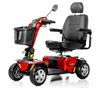 Pride Victory LX Sport 4-Wheel mobility scooter in Candy Apple Red – side view with black high-back captain’s seat