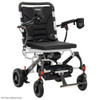ride Mobility Jazzy Carbon folding power wheelchair with black seat and white frame