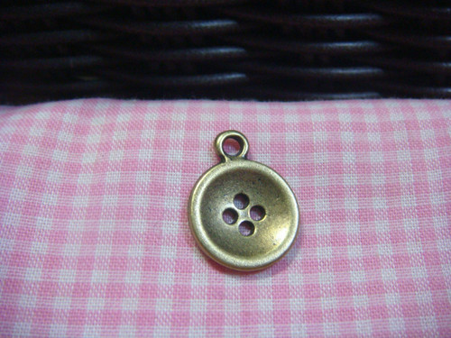 Antique Bronze Button Charm