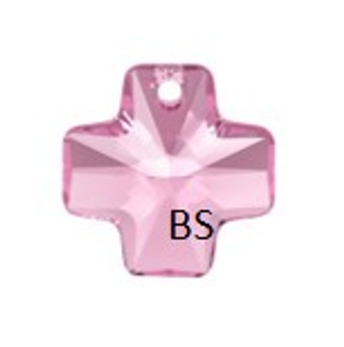 20mm Swarovski 6866 Light Rose Classic Cross Pendant