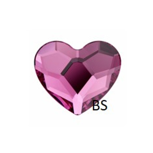 6mm Swarovski 2808 Fuchsia Heart Flat Back nhf