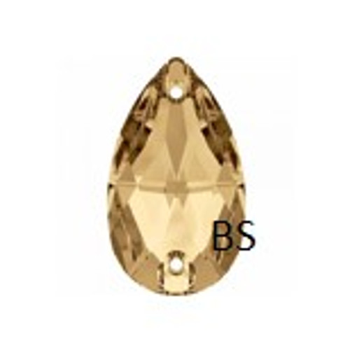 12x7mm Swarovski 3230 Crystal Golden Shadow Pear Drop Sew On