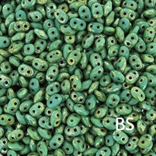 SuperDuo Beads 2.5X5mm Green Picasso