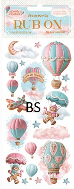 Stamperia Rub-on Transfer 10.16X21.6cm - Candy Christmas air balloons