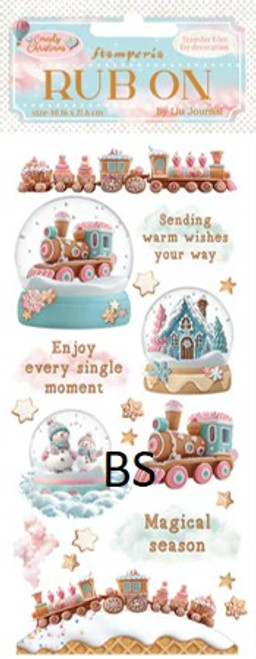 Stamperia Rub-on Transfer 10.16X21.6cm - Candy Christmas snowglobes