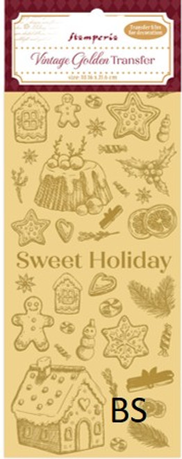Stamperia Rub-on Vintage Golden Transfer cm 10,16x21,6 - Sweet Holiday