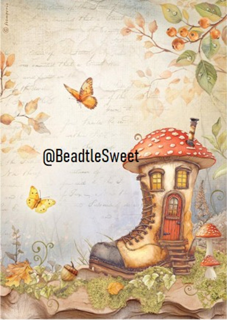 Stamperia Rice Paper DFSA 41061(Whispering woods boot house)