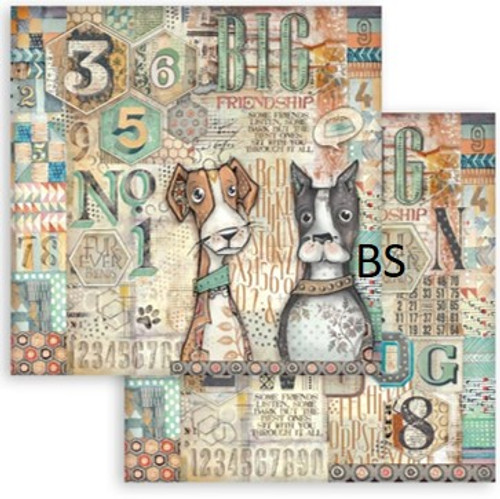 Stamperia Scrapbooking Double face sheet - Furry Friends Dogs and Numbers