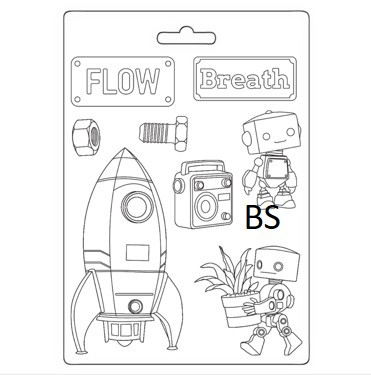 Stamperia Soft Mould A5 - A new Beginning spaceship and robot (K3PTA5679)
