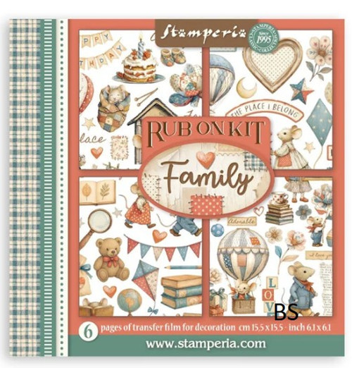 Rub on kit cm 15,5x15,5 - 6 pages (Family) DFLRBX04