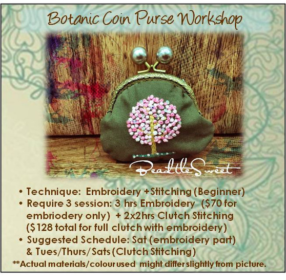 Clutch Bag Embroidery Sewing Course : Botanic Coin Purse Workshop