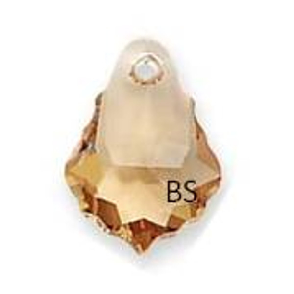 16 x 11mm Swarovski 6090 Light Col Topaz Baroque Pendant