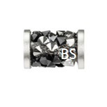 8mm Swarovski 5950 Jet Metallic Silver Fine Rocks Tube Beads with Stainless Steel Finishing