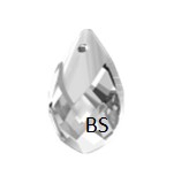 18mm Swarovski 6565 Crystal Light Chrome Metallic Cap Pear Shaped Pendant